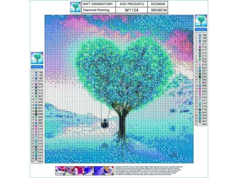 HAFT DIAMENTOWY, OBRAZ, MOZAIKA DIAMENTOWA DIAMOND PAINTING, DRZEWO - SERCE 30X30CM HAFT DIAMENTOWY, OBRAZ, MOZAIKA DIAMENTOWA DIAMOND PAINTING, DRZEWO - SERCE 30X30CM