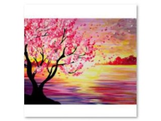 HAFT DIAMENTOWY, OBRAZ, MOZAIKA DIAMENTOWA DIAMOND PAINTING, DRZEWO WIOSNĄ 40X30CM