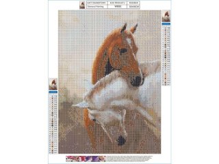 HAFT DIAMENTOWY, OBRAZ, MOZAIKA DIAMENTOWA DIAMOND PAINTING, DWA KONIE 30X40CM