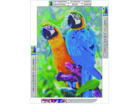 HAFT DIAMENTOWY, OBRAZ, MOZAIKA DIAMENTOWA DIAMOND PAINTING, DWIE PAPUGI 30X40CM HAFT DIAMENTOWY, OBRAZ, MOZAIKA DIAMENTOWA DIAMOND PAINTING, DWIE PAPUGI 30X40CM