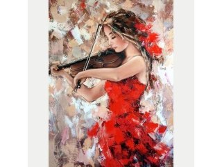 HAFT DIAMENTOWY, OBRAZ, MOZAIKA DIAMENTOWA DIAMOND PAINTING, GRA NA SKRZYPCACH 30X40CM