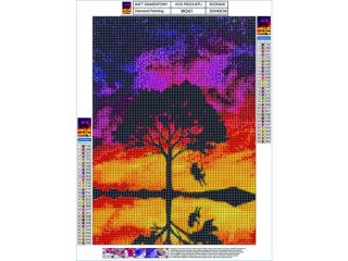 HAFT DIAMENTOWY, OBRAZ, MOZAIKA DIAMENTOWA DIAMOND PAINTING, HUŚTAWKA NA DRZEWIE 30X40CM