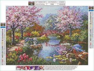 HAFT DIAMENTOWY, OBRAZ, MOZAIKA DIAMENTOWA DIAMOND PAINTING, JAPOŃSKI OGRÓD 40X30CM