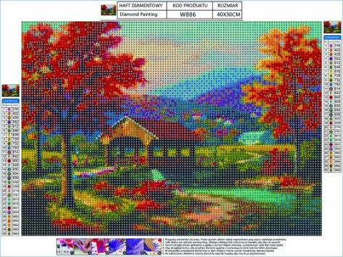 HAFT DIAMENTOWY, OBRAZ, MOZAIKA DIAMENTOWA DIAMOND PAINTING, JESIENNY KRAJOBRAZ 40X30CM HAFT DIAMENTOWY, OBRAZ, MOZAIKA DIAMENTOWA DIAMOND PAINTING, JESIENNY KRAJOBRAZ 40X30CM