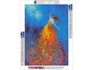 HAFT DIAMENTOWY, OBRAZ, MOZAIKA DIAMENTOWA DIAMOND PAINTING, KOLOROWA SUKIENKA 30X40CM