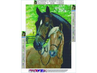 HAFT DIAMENTOWY, OBRAZ, MOZAIKA DIAMENTOWA DIAMOND PAINTING, KONIE 30X40CM