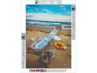 HAFT DIAMENTOWY, OBRAZ, MOZAIKA DIAMENTOWA DIAMOND PAINTING, LIST W BUTELCE 30X40CM