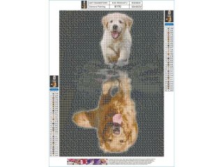 HAFT DIAMENTOWY, OBRAZ, MOZAIKA DIAMENTOWA DIAMOND PAINTING, ODBICIE LUSTRZANE - PIES 30X40CM