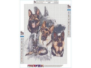 HAFT DIAMENTOWY, OBRAZ, MOZAIKA DIAMENTOWA DIAMOND PAINTING, OWCZARKI NIEMIECKIE 30X40CM