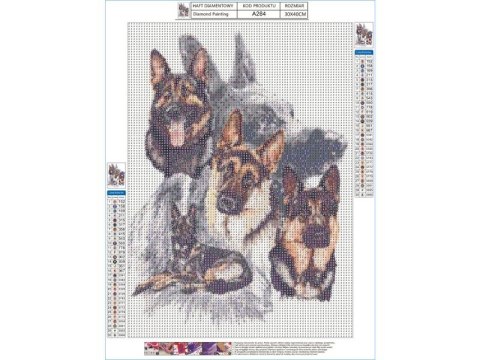 HAFT DIAMENTOWY, OBRAZ, MOZAIKA DIAMENTOWA DIAMOND PAINTING, OWCZARKI NIEMIECKIE 30X40CM HAFT DIAMENTOWY, OBRAZ, MOZAIKA DIAMENTOWA DIAMOND PAINTING, OWCZARKI NIEMIECKIE 30X40CM