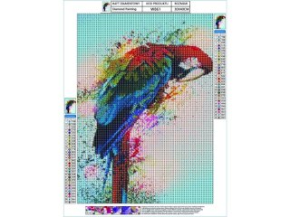 HAFT DIAMENTOWY, OBRAZ, MOZAIKA DIAMENTOWA DIAMOND PAINTING, PAPUGA 30X40CM