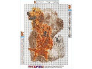 HAFT DIAMENTOWY, OBRAZ, MOZAIKA DIAMENTOWA DIAMOND PAINTING, PIES - GOLDEN RETRIEVER 30X35CM