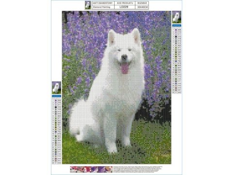 HAFT DIAMENTOWY, OBRAZ, MOZAIKA DIAMENTOWA DIAMOND PAINTING, PIES SAMOYED 30X40CM HAFT DIAMENTOWY, OBRAZ, MOZAIKA DIAMENTOWA DIAMOND PAINTING, PIES SAMOYED 30X40CM
