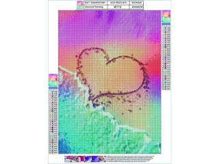 HAFT DIAMENTOWY, OBRAZ, MOZAIKA DIAMENTOWA DIAMOND PAINTING, PLAŻA - SERCE 30X40CM