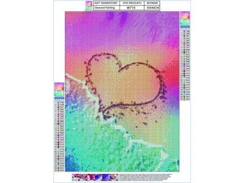 HAFT DIAMENTOWY, OBRAZ, MOZAIKA DIAMENTOWA DIAMOND PAINTING, PLAŻA - SERCE 30X40CM HAFT DIAMENTOWY, OBRAZ, MOZAIKA DIAMENTOWA DIAMOND PAINTING, PLAŻA - SERCE 30X40CM