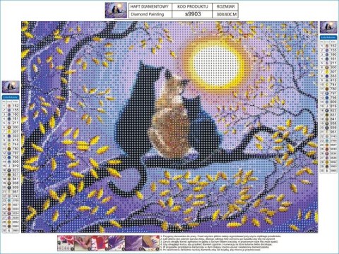 HAFT DIAMENTOWY, OBRAZ, MOZAIKA DIAMENTOWA DIAMOND PAINTING, RODZINA KOTÓW NA DRZEWIE 40X30CM HAFT DIAMENTOWY, OBRAZ, MOZAIKA DIAMENTOWA DIAMOND PAINTING, RODZINA KOTÓW NA DRZEWIE 40X30CM