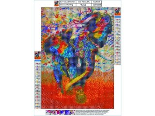 HAFT DIAMENTOWY, OBRAZ, MOZAIKA DIAMENTOWA DIAMOND PAINTING, SŁOŃ - KOLOR 30X40CM
