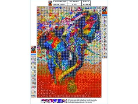 HAFT DIAMENTOWY, OBRAZ, MOZAIKA DIAMENTOWA DIAMOND PAINTING, SŁOŃ - KOLOR 30X40CM HAFT DIAMENTOWY, OBRAZ, MOZAIKA DIAMENTOWA DIAMOND PAINTING, SŁOŃ - KOLOR 30X40CM