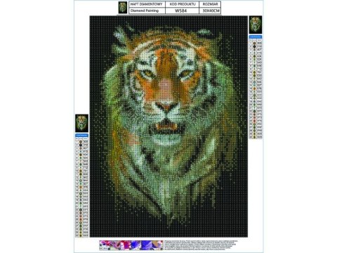 HAFT DIAMENTOWY, OBRAZ, MOZAIKA DIAMENTOWA DIAMOND PAINTING, TYGRYS 30X40CM HAFT DIAMENTOWY, OBRAZ, MOZAIKA DIAMENTOWA DIAMOND PAINTING, TYGRYS 30X40CM