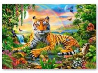 HAFT DIAMENTOWY, OBRAZ, MOZAIKA DIAMENTOWA DIAMOND PAINTING, TYGRYS 40X30CM