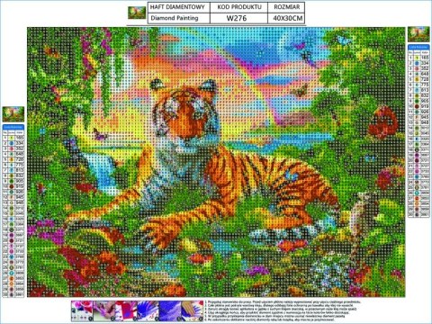 HAFT DIAMENTOWY, OBRAZ, MOZAIKA DIAMENTOWA DIAMOND PAINTING, TYGRYS 40X30CM HAFT DIAMENTOWY, OBRAZ, MOZAIKA DIAMENTOWA DIAMOND PAINTING, TYGRYS 40X30CM