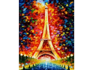 HAFT DIAMENTOWY, OBRAZ, MOZAIKA DIAMENTOWA DIAMOND PAINTING, WIEŻA EIFFLA W KOLORZE 30X40CM