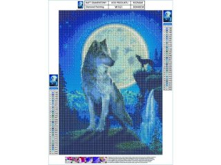 HAFT DIAMENTOWY, OBRAZ, MOZAIKA DIAMENTOWA DIAMOND PAINTING, WILK 30X40CM