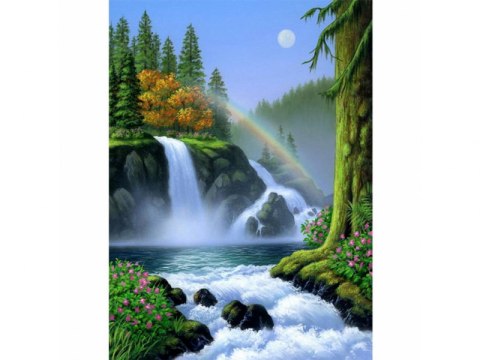 HAFT DIAMENTOWY, OBRAZ, MOZAIKA DIAMENTOWA DIAMOND PAINTING, WODOSPAD Z TĘCZĄ 30X40CM HAFT DIAMENTOWY, OBRAZ, MOZAIKA DIAMENTOWA DIAMOND PAINTING, WODOSPAD Z TĘCZĄ 30X40CM