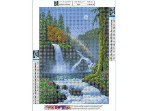 HAFT DIAMENTOWY, OBRAZ, MOZAIKA DIAMENTOWA DIAMOND PAINTING, WODOSPAD Z TĘCZĄ 30X40CM HAFT DIAMENTOWY, OBRAZ, MOZAIKA DIAMENTOWA DIAMOND PAINTING, WODOSPAD Z TĘCZĄ 30X40CM