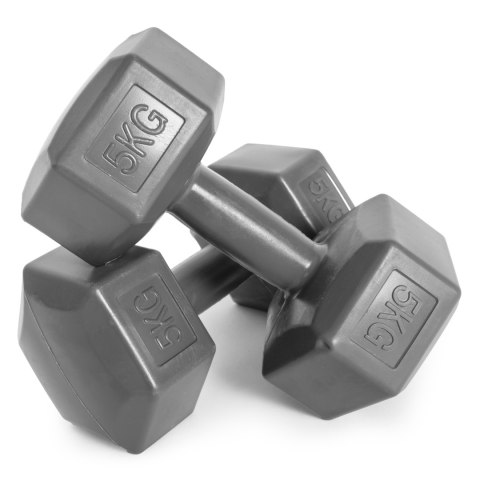 Hantle sześciokątne zestaw 2x5 kg ciężarki do ćwiczeń obciążniki fitness szare ModernHome