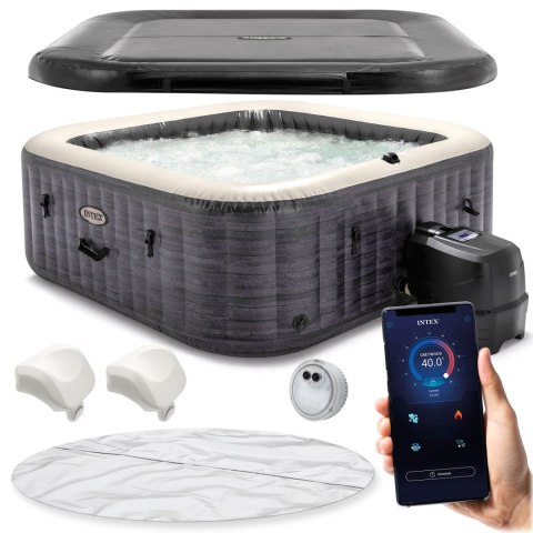 Dmuchane jacuzzi kwadratowe hydromasaż 6 os. 196x71 cm akcesoria premium INTEX 28452