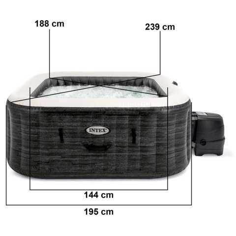 Dmuchane jacuzzi kwadratowe hydromasaż 6 os. 196x71 cm akcesoria premium INTEX 28452
