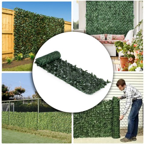 Sztuczny bluszcz żywopłot 300x150 cm zielona osłona na balkon maskująca - 3 ROLKI