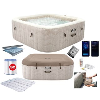 Nadmuchiwane jacuzzi kwadratowe hydromasaż 6 os. 196x71 cm akcesoria premium INTEX 28472
