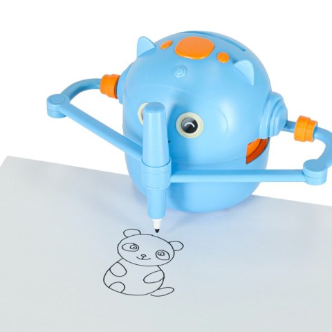 Robot edukacyjny interaktywny nauka rysowania pisania zestaw fiszki mazaki niebieski