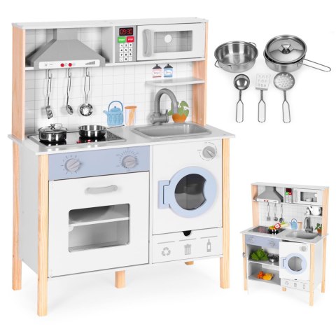 Drewniana kuchnia dla dzieci dźwięki LED piekarnik pralka akcesoria kuchenne ECOTOYS