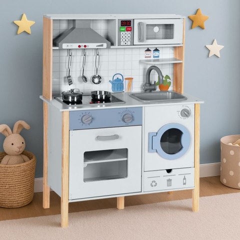 Drewniana kuchnia dla dzieci dźwięki LED piekarnik pralka akcesoria kuchenne ECOTOYS