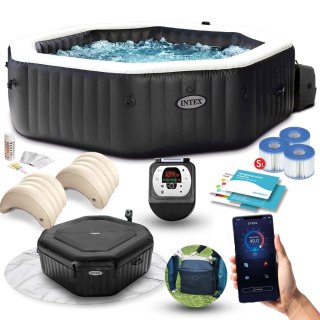 Nadmuchiwane jacuzzi ośmiokątne hydromasaż 6 os. 218x71 cm akcesoria premium INTEX 28462