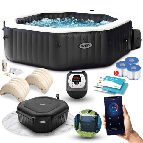 Nadmuchiwane jacuzzi ośmiokątne hydromasaż 6 os. 218x71 cm akcesoria premium INTEX 28462