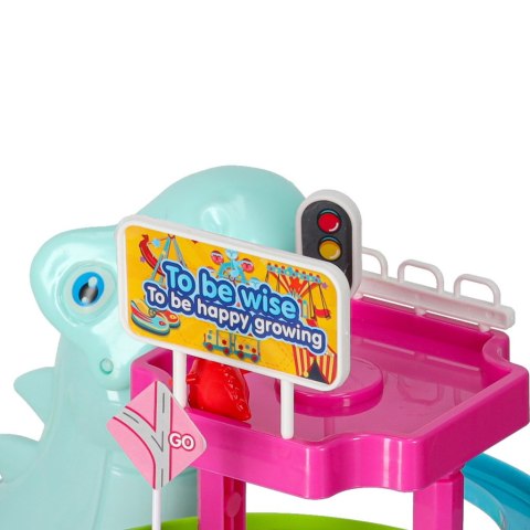 Tor zjeżdżalnia wyścig dinozaurów tor dinozaur ruchome schody światła dźwięk