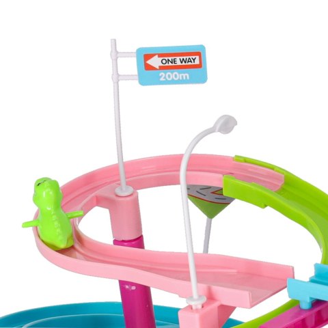 Tor zjeżdżalnia wyścig dinozaurów tor dinozaur ruchome schody światła dźwięk