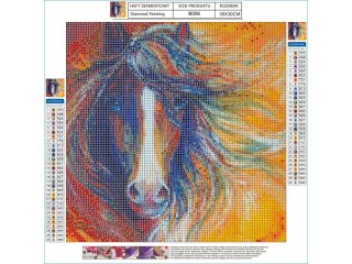HAFT DIAMENTOWY, OBRAZ, MOZAIKA DIAMENTOWA DIAMOND PAINTING, ABSTRAKCYJNY KOŃ 30X30CM