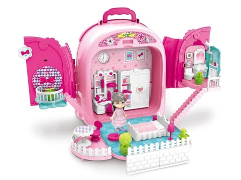 Domek Dla Lalek Toaletka W Walizce Plecak Zestaw 3w1 + Akcesoria