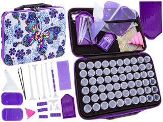 AKCESORIA HAFT DIAMENTOWY, KOLOROWE ETUI + 60 POJEMNIKÓW + AKCESORIA ZESTAW DO DIAMOND PAINTING