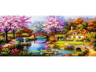 DUŻY XXL 120X50CM HAFT DIAMENTOWY, OBRAZ, MOZAIKA DIAMENTOWA DIAMOND PAINTING, PIĘKNY KRAJOBRAZ