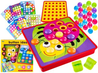 EDUKACYJNA GUZIKOWA UKŁADANKA, PUZZLE, MOZAIKA, PLANSZE + KOLOROWE GUZICZKI KLOCKI