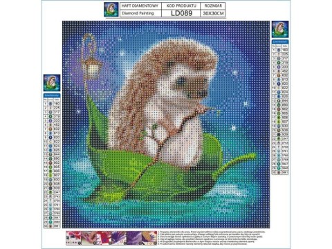 HAFT DIAMENTOWY, OBRAZ, MOZAIKA DIAMENTOWA DIAMOND PAINTING, JEŻYK NA LISTKU 30X30CM HAFT DIAMENTOWY, OBRAZ, MOZAIKA DIAMENTOWA DIAMOND PAINTING, JEŻYK NA LISTKU 30X30CM