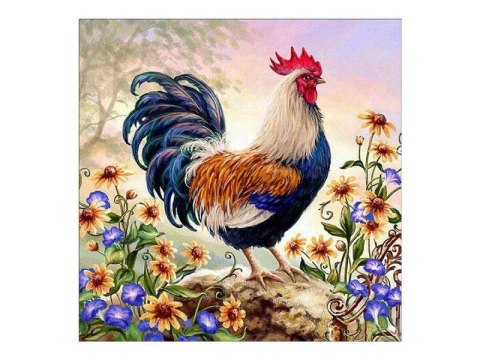 HAFT DIAMENTOWY, OBRAZ, MOZAIKA DIAMENTOWA DIAMOND PAINTING, KOLOROWY KOGUT 30X30CM HAFT DIAMENTOWY, OBRAZ, MOZAIKA DIAMENTOWA DIAMOND PAINTING, KOLOROWY KOGUT 30X30CM