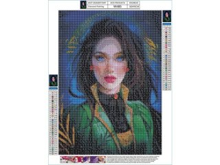 HAFT DIAMENTOWY, OBRAZ, MOZAIKA DIAMENTOWA DIAMOND PAINTING, NIEBIESKOOKA DZIEWCZYNA 30X40CM