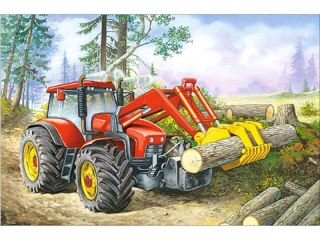 HAFT DIAMENTOWY, OBRAZ, MOZAIKA DIAMENTOWA DIAMOND PAINTING, TRAKTOR Z CHWYTAKIEM 35X25CM